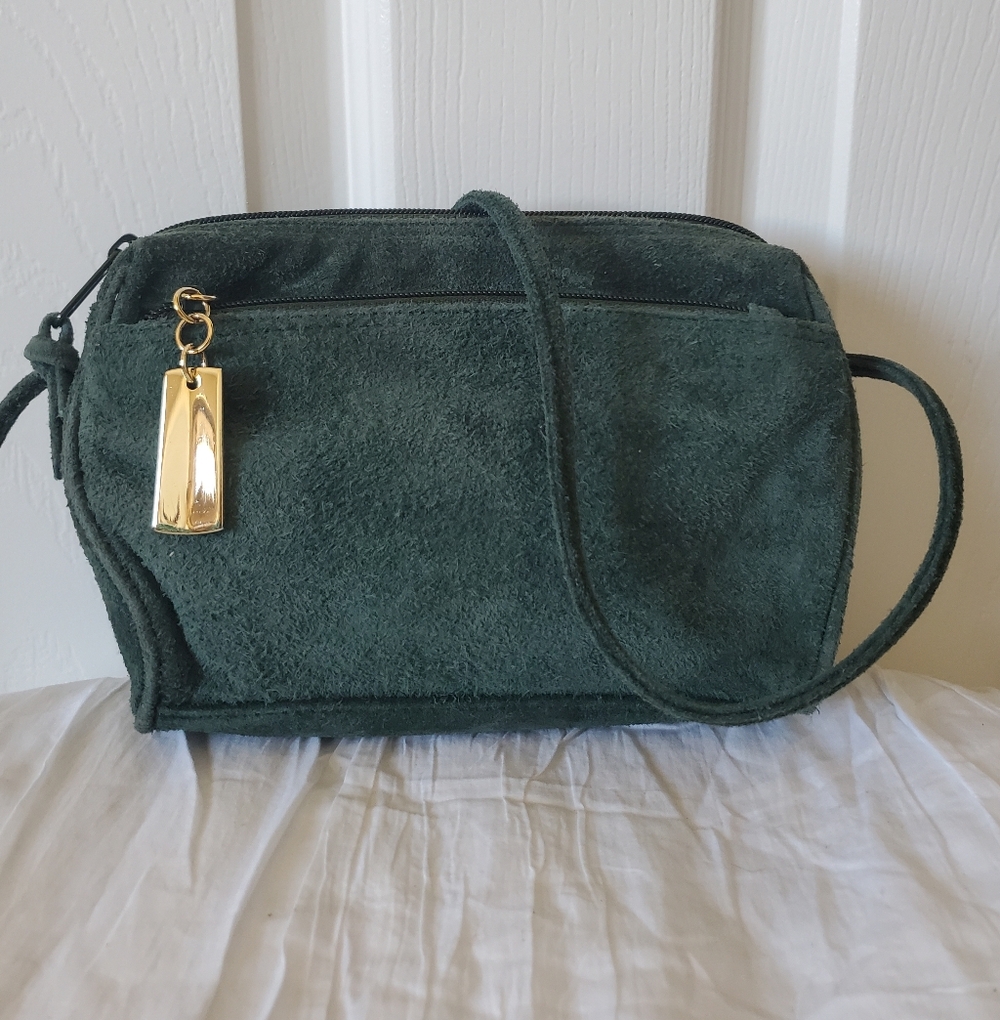 Vintage Green Suede Crossbody